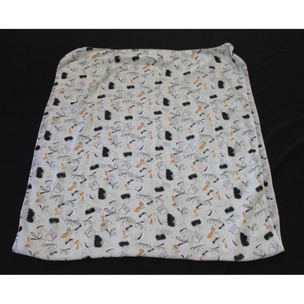 Sheer Beauty Lipstick Purse Print Scarf Teal Black Gold Chiffon Style Wrap 27x68